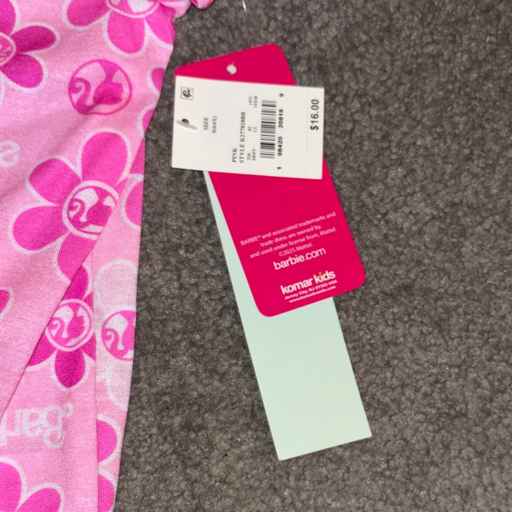 Barbie Pink Floral Kids Pajama Set - Picture 2 of 4